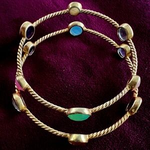 Two Multi stone  bangle bracelets